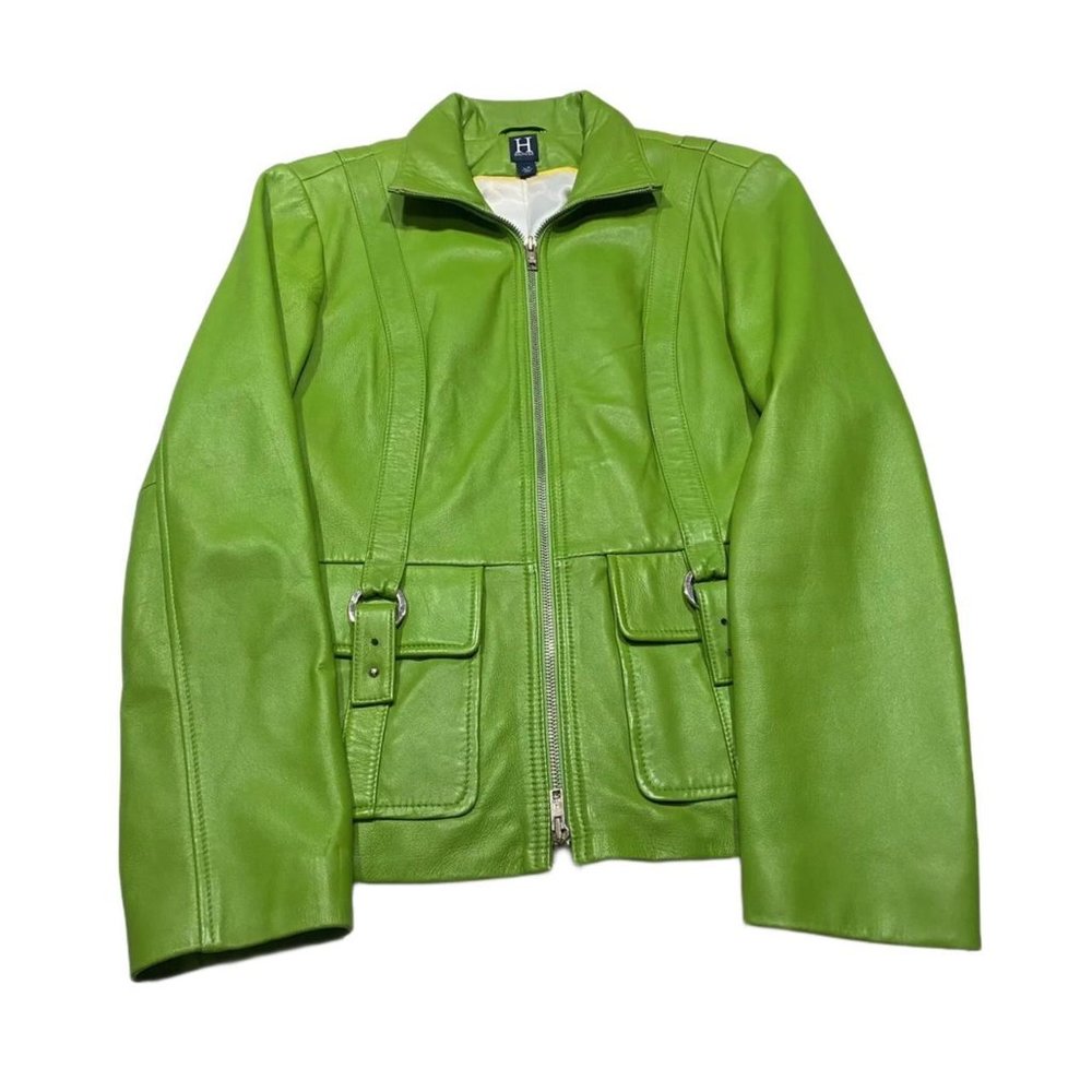 Rare Vintage Green Tommy Hilfiger Leather Jacket
